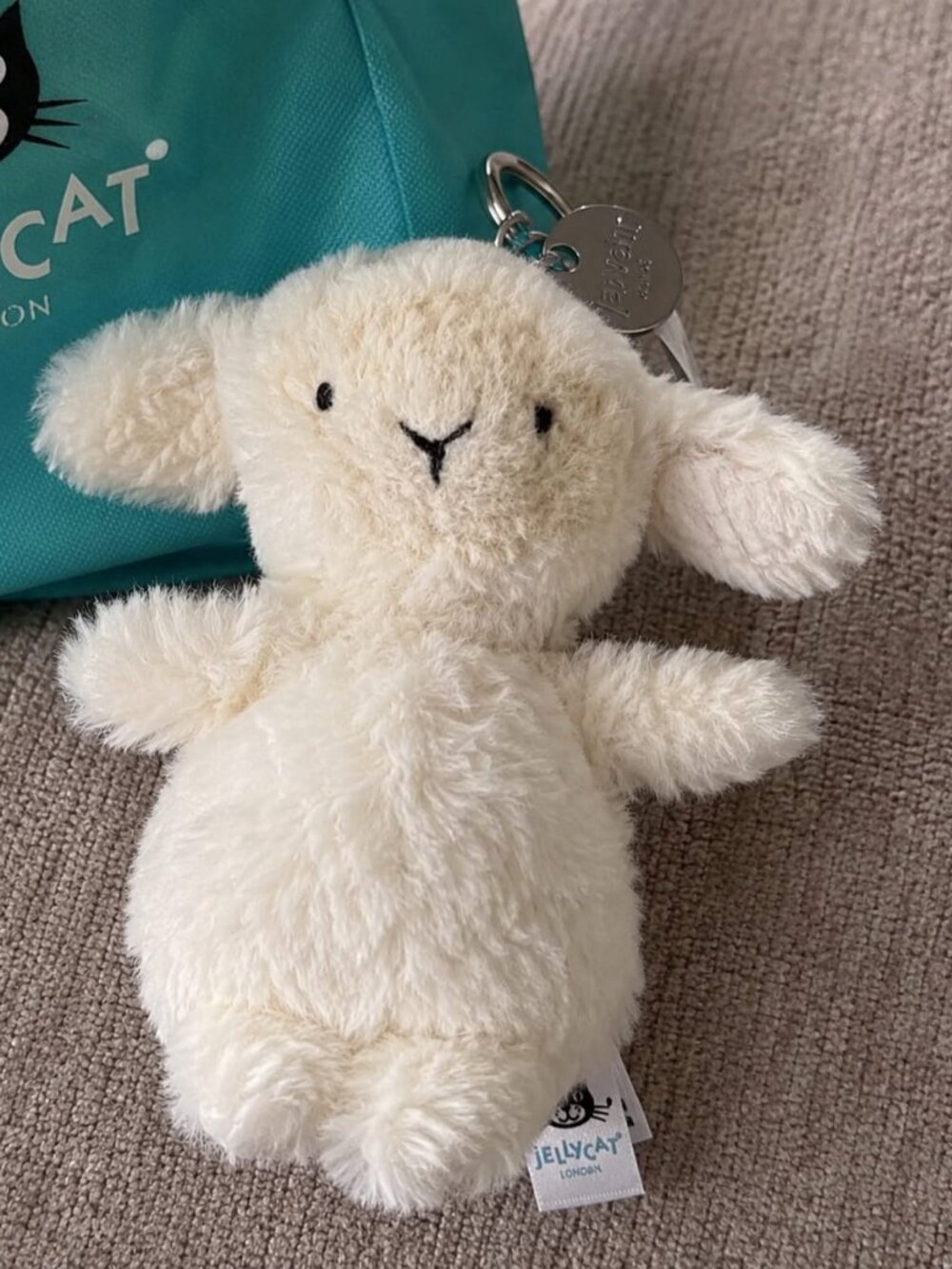 NWT Jellycat Little Lamb Bag Charm Plush Sheep Keychain Clip New